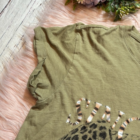 All Saints It’s What You Make It Leopard Graphic Tee sz 6 - Picture 2 of 9